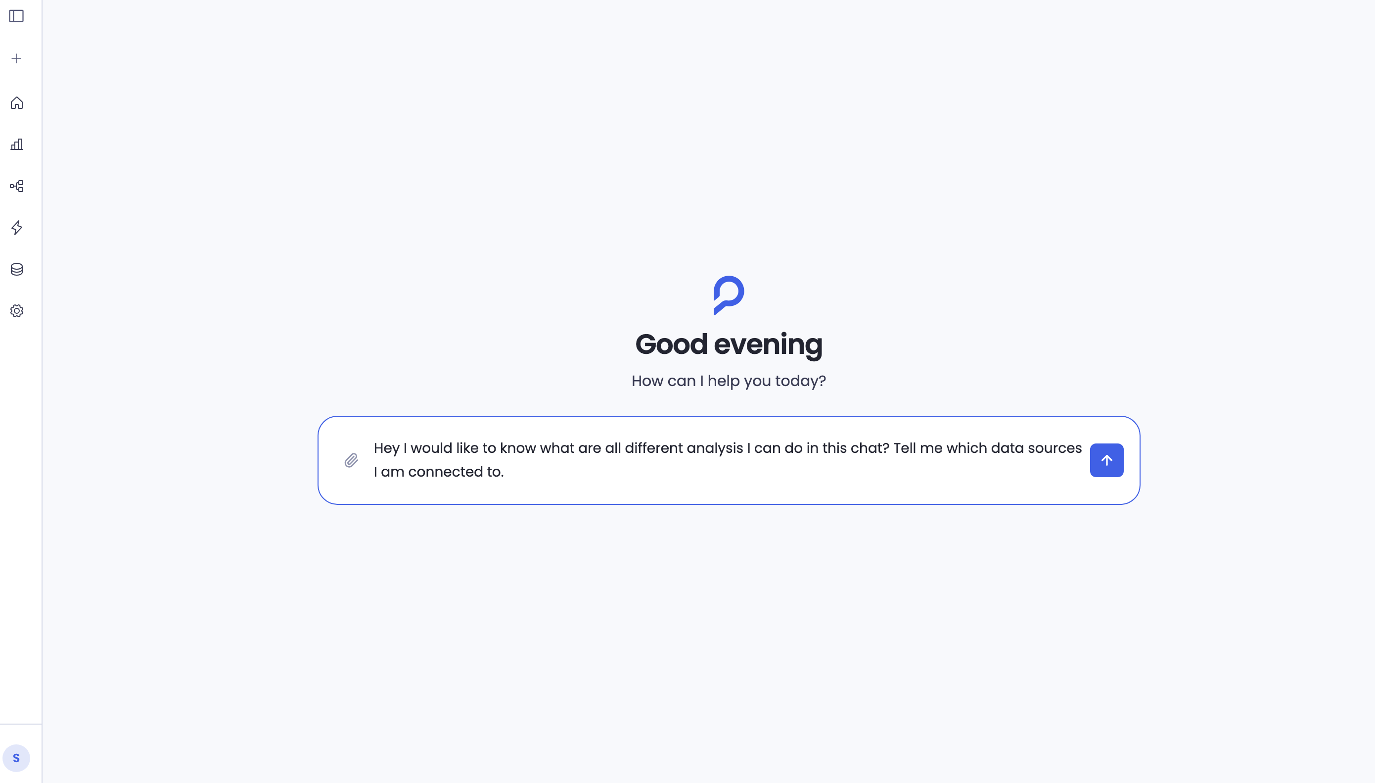 The AI workspace — start by describing what you need