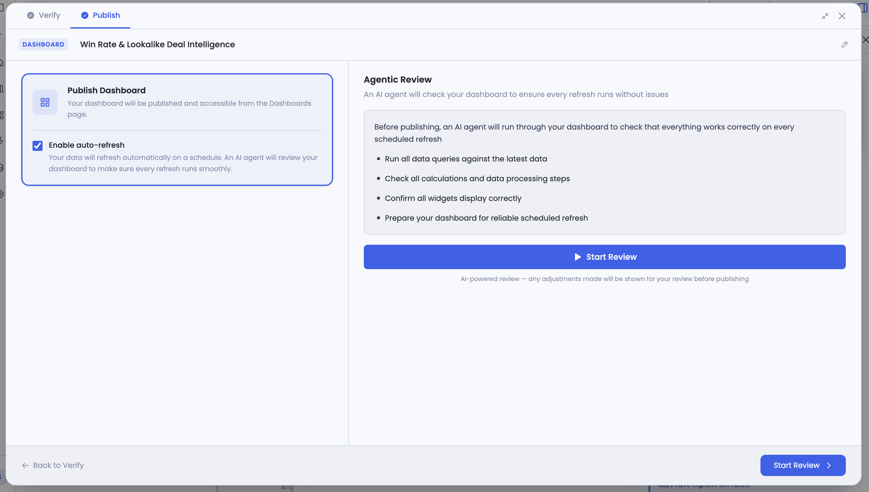 Widget drill-in with preview, chat, and pipeline